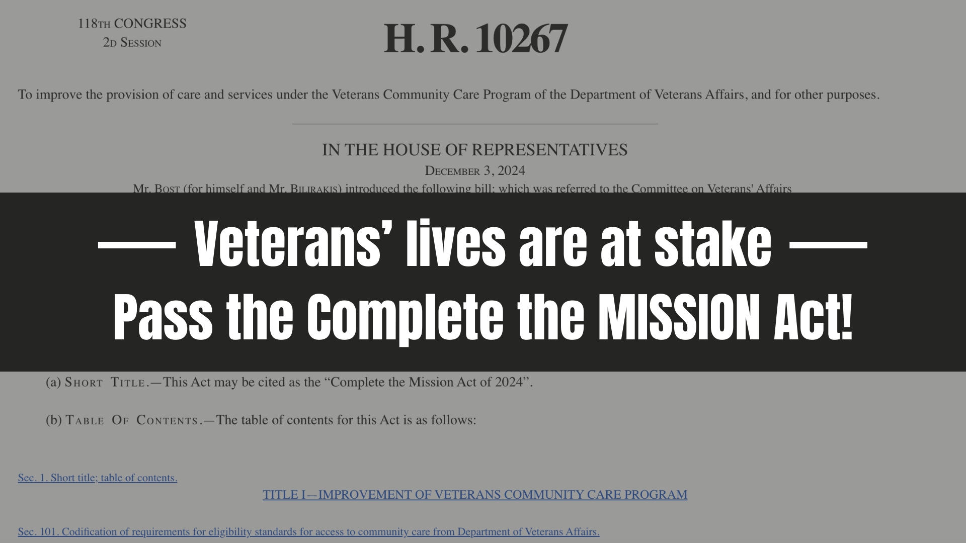 You are currently viewing Urgent Need for MISSION Act Reform