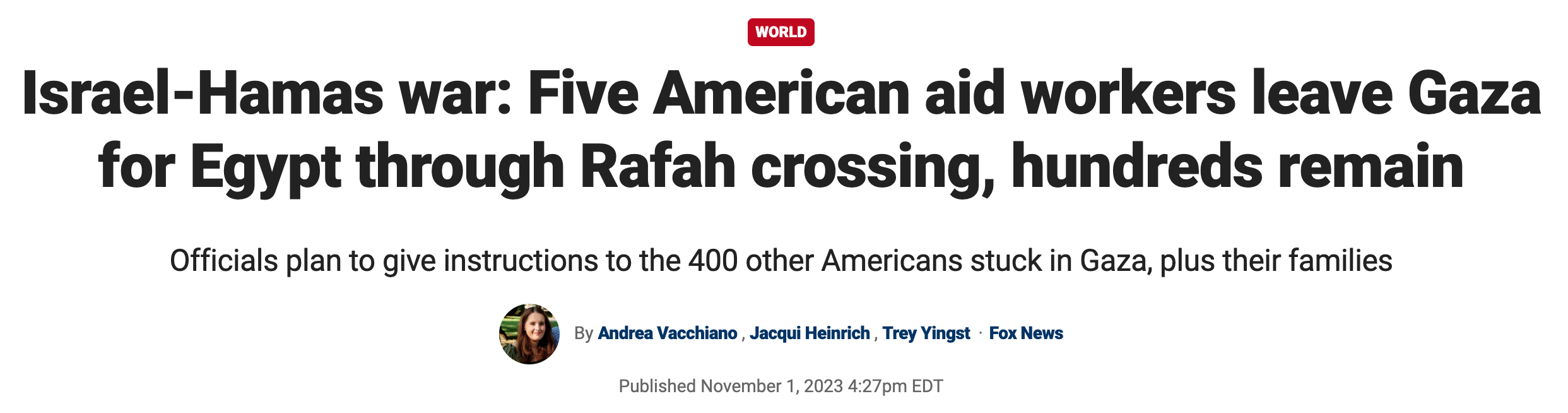 You are currently viewing Fox News: 5 American Aid Workers Evacuated from Gaza